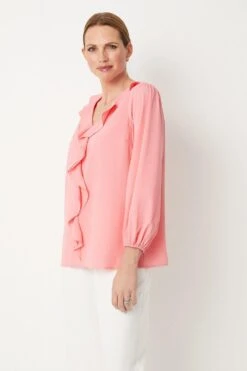 Wallis Pink Ruffle Front Blouse