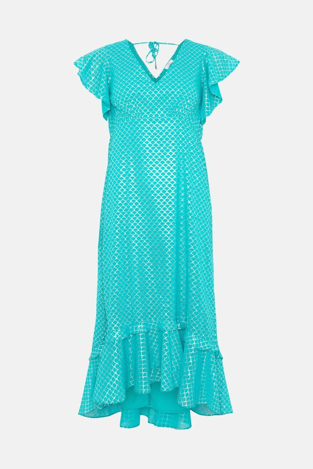 Wallis Petite Glitter Print Ruffle Midaxi Dress - Image 5