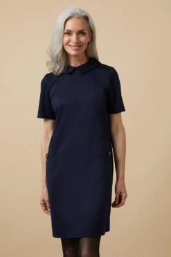 Wallis Navy Ponte Collar Shift Dress