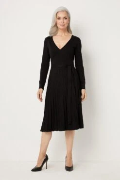 Wallis Wrap Pleated Knitted Dress