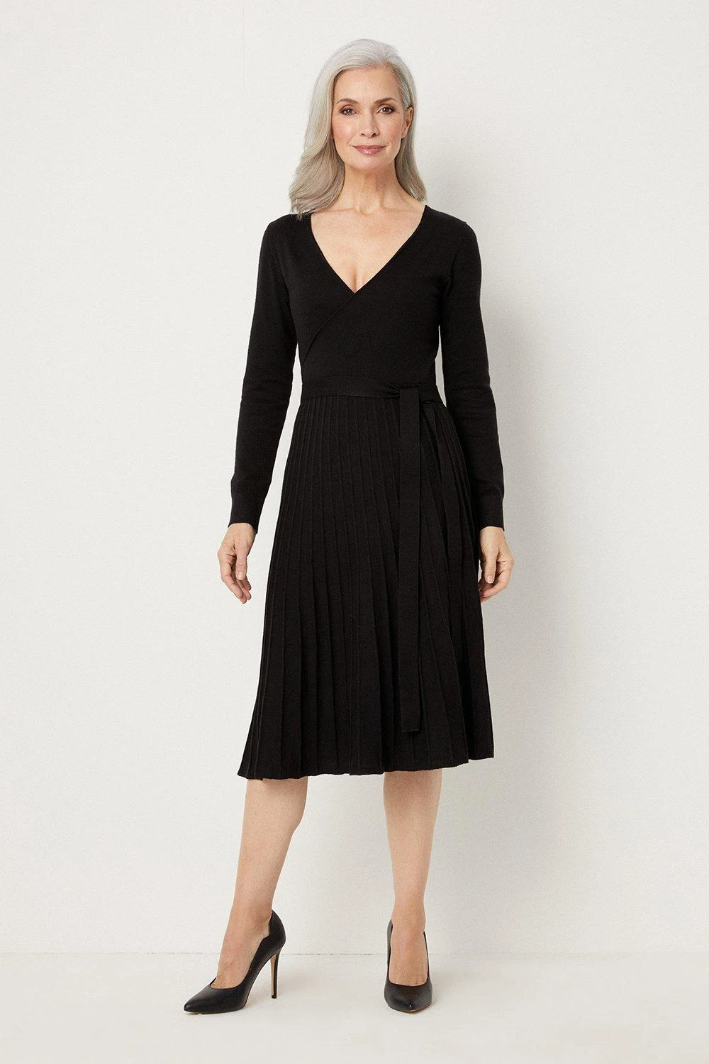 Wallis Wrap Pleated Knitted Dress