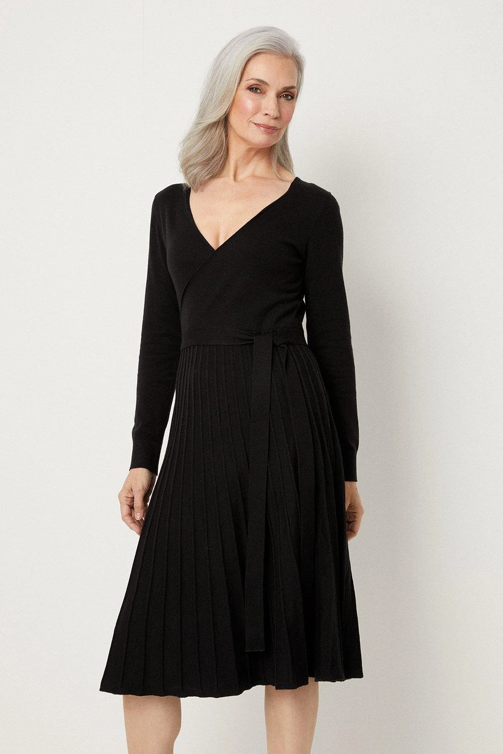 Wallis Wrap Pleated Knitted Dress - Image 2