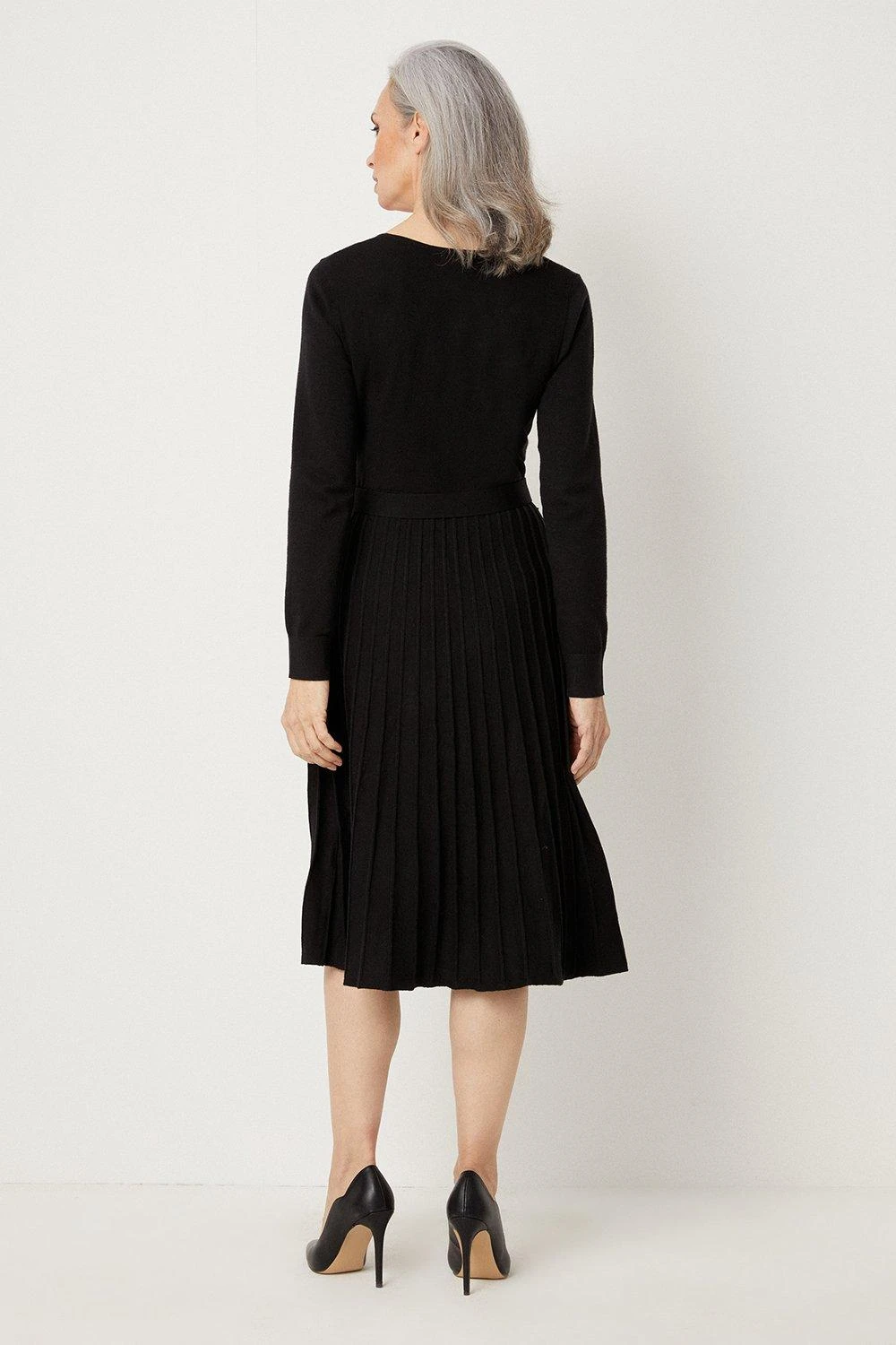 Wallis Wrap Pleated Knitted Dress - Image 3