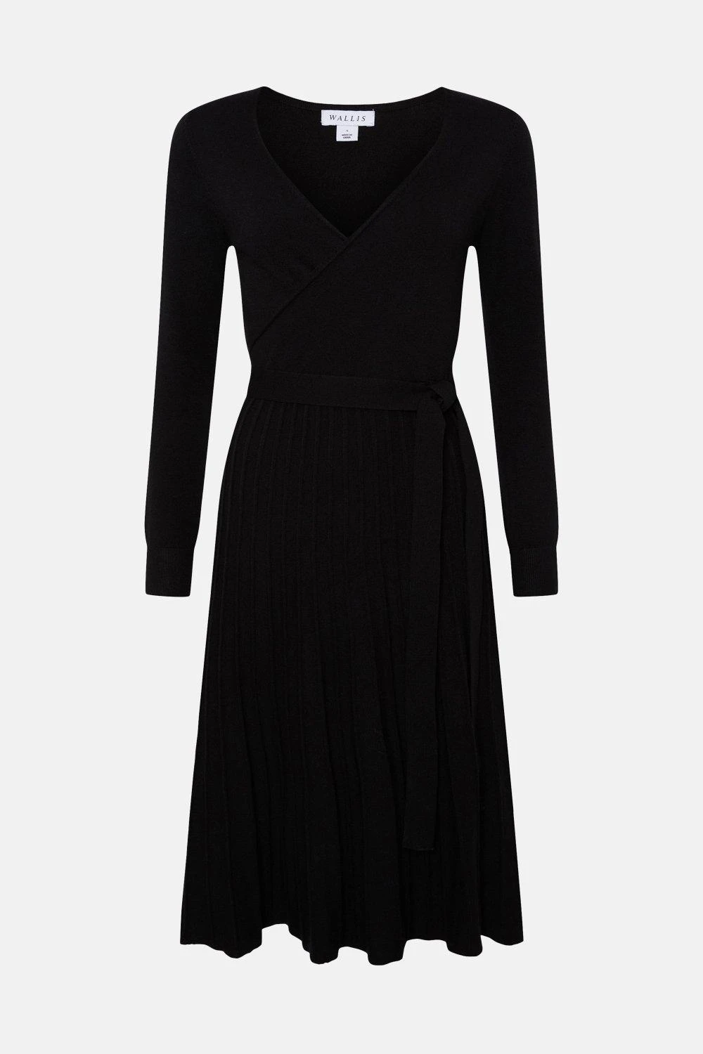 Wallis Wrap Pleated Knitted Dress - Image 5