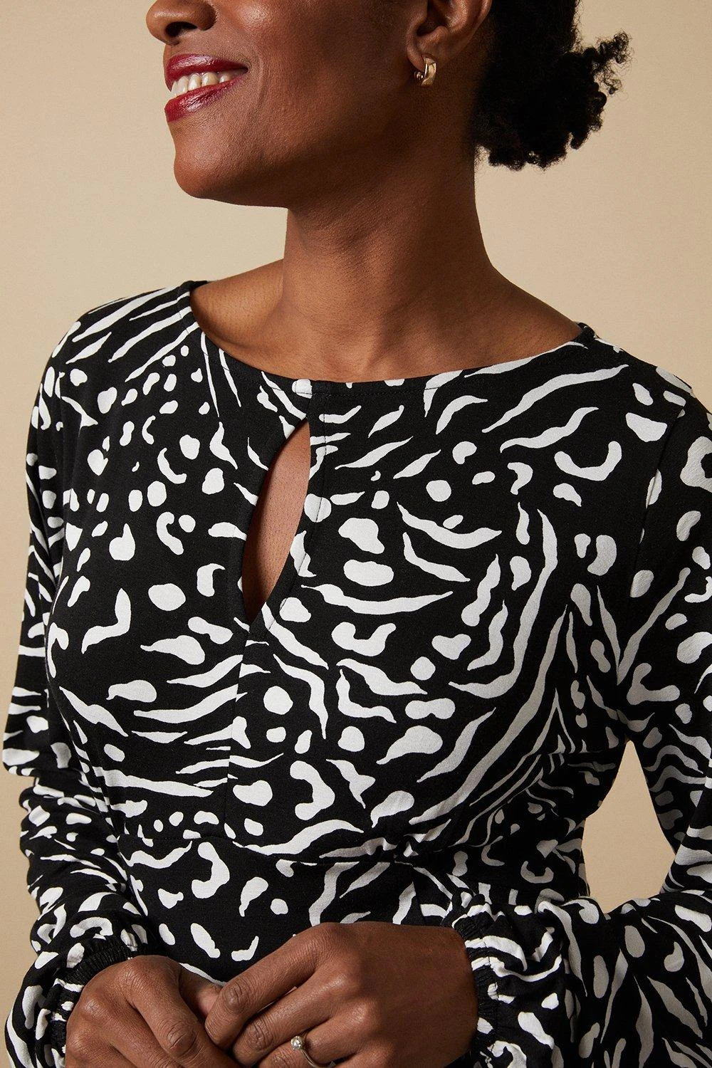 Wallis Tall Mono Animal Jersey Keyhole Midi Dress - Image 4