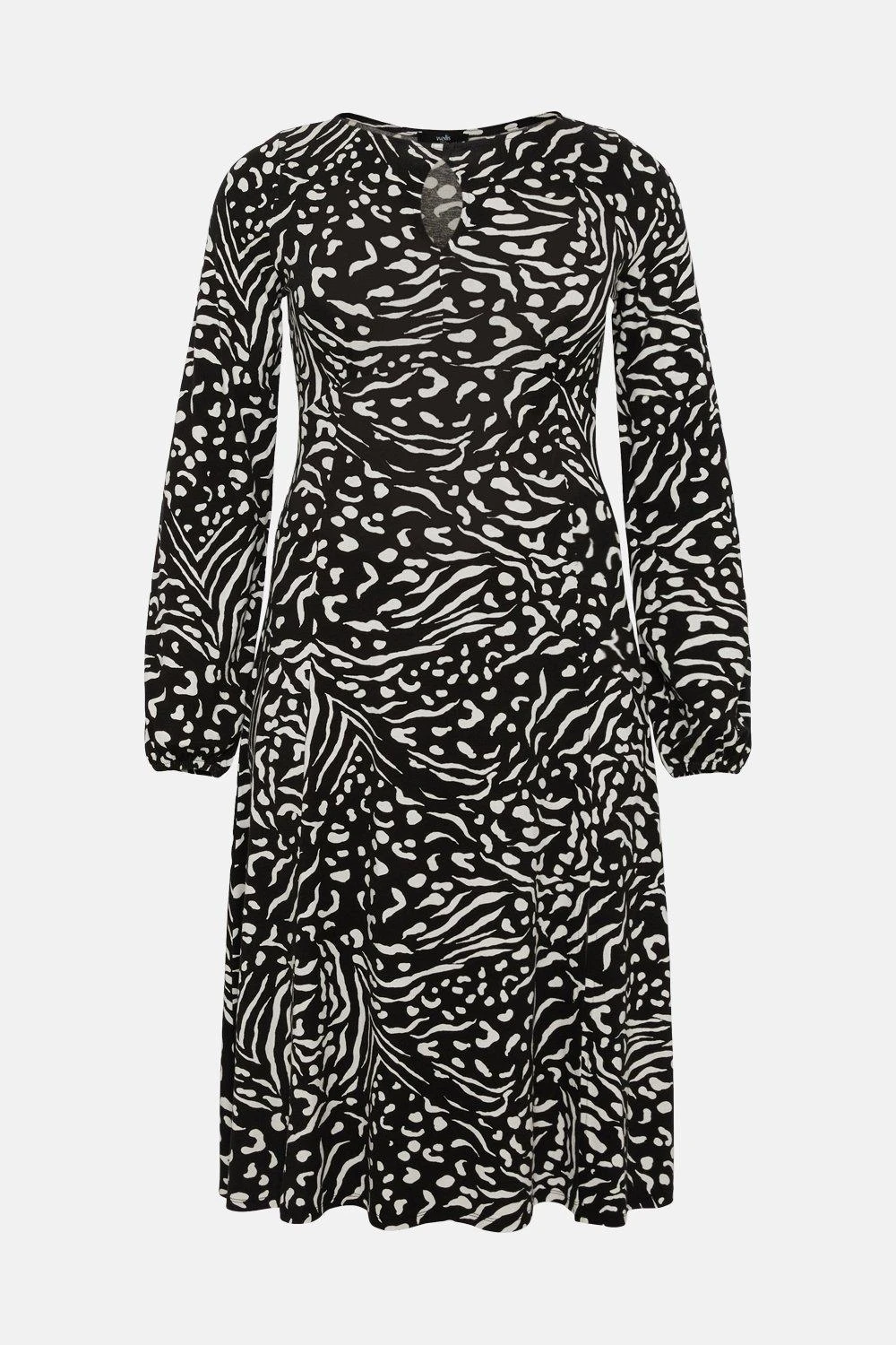Wallis Tall Mono Animal Jersey Keyhole Midi Dress - Image 5