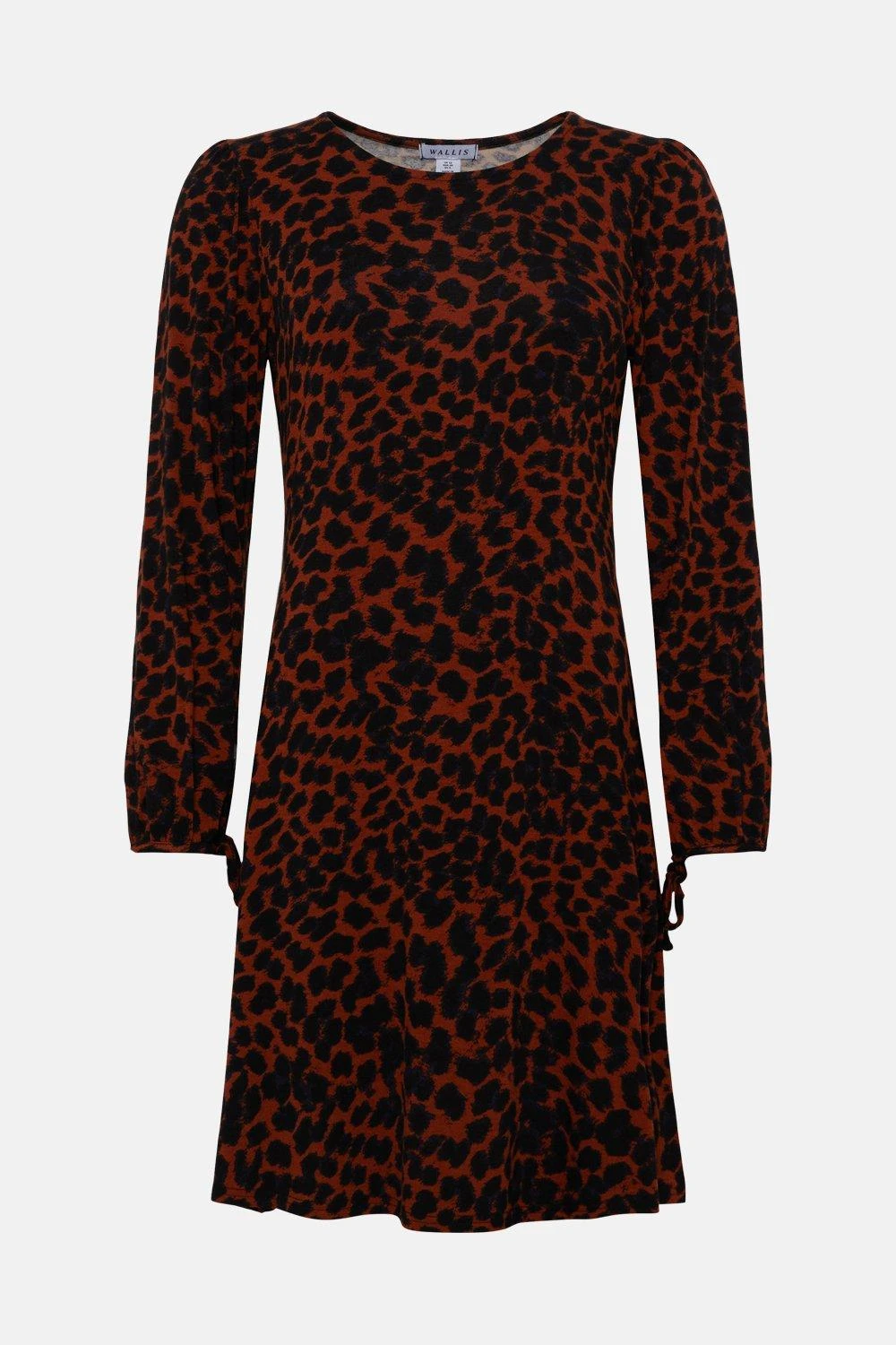 Wallis Petite Neutral Animal Tie Cuff Jersey Shift Dress - Image 5