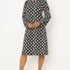 Wallis Tall Mono Polka Dot Tie Cuff Jersey Shift Dress