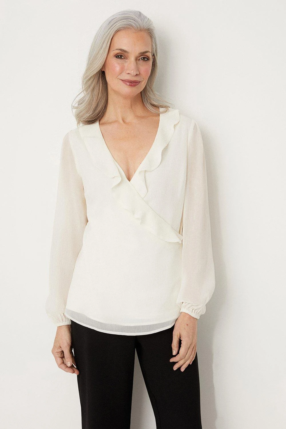 Wallis Ivory Ruffle Wrap Top