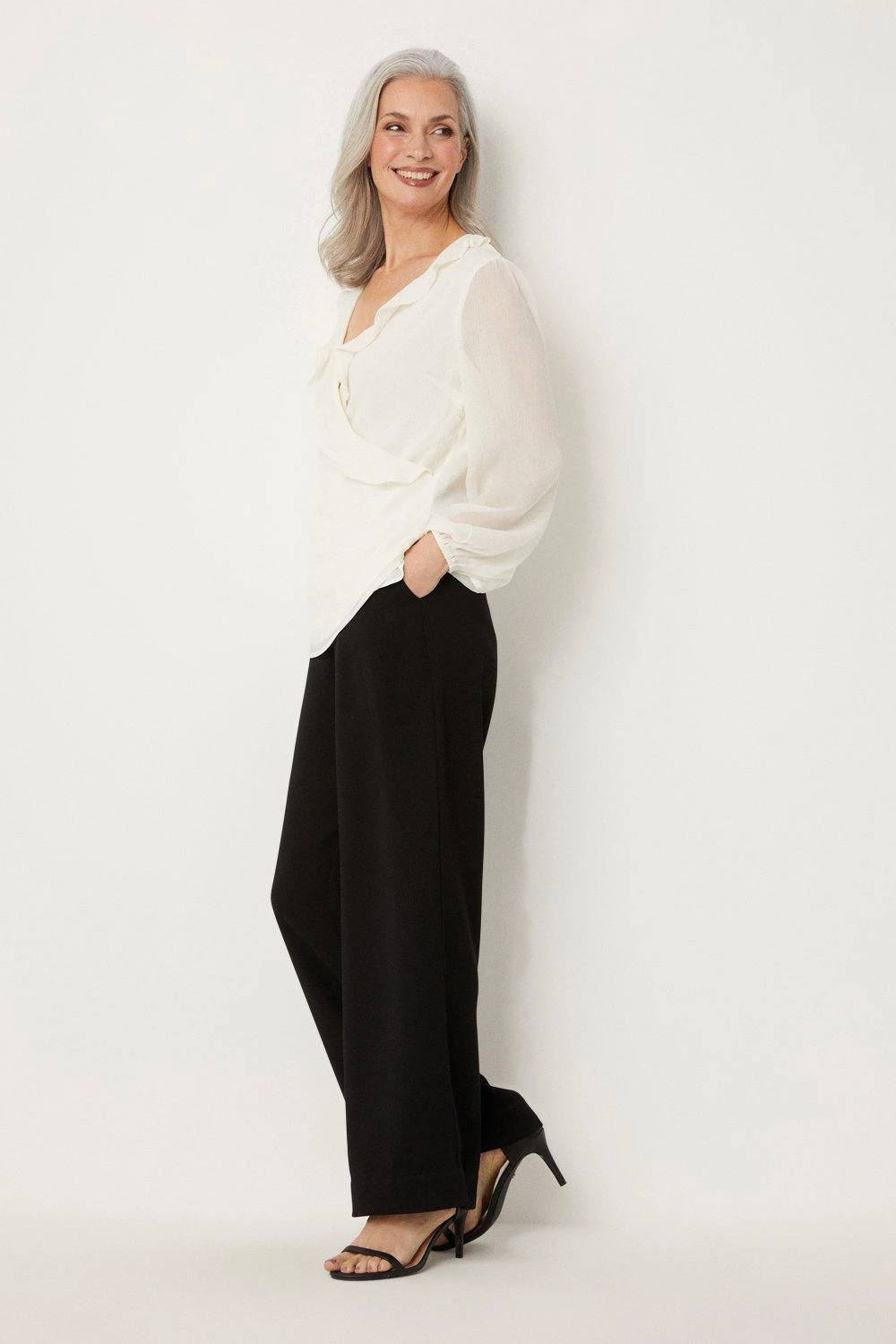 Wallis Ivory Ruffle Wrap Top - Image 2