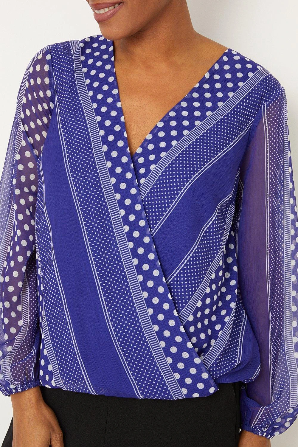 Wallis Blue Spot Wrap Top - Image 4