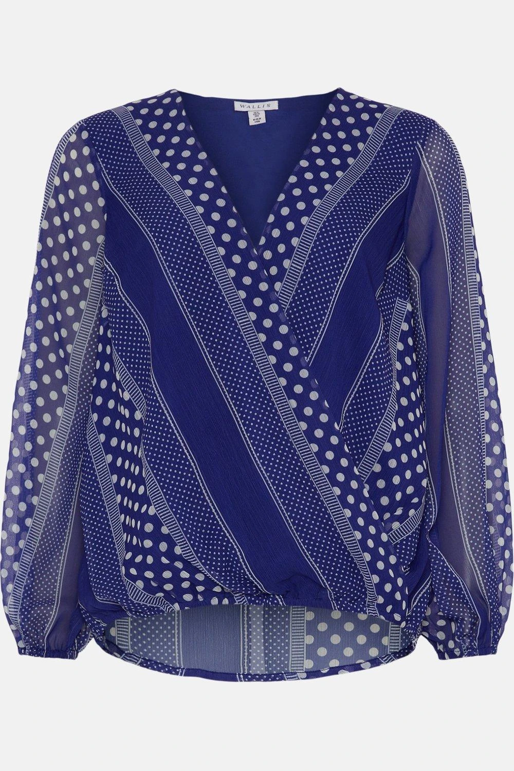 Wallis Blue Spot Wrap Top - Image 5