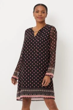 Wallis Black And Pink Geo Border Shift Dress