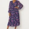 Wallis Navy Floral Ruffle Midi Dress