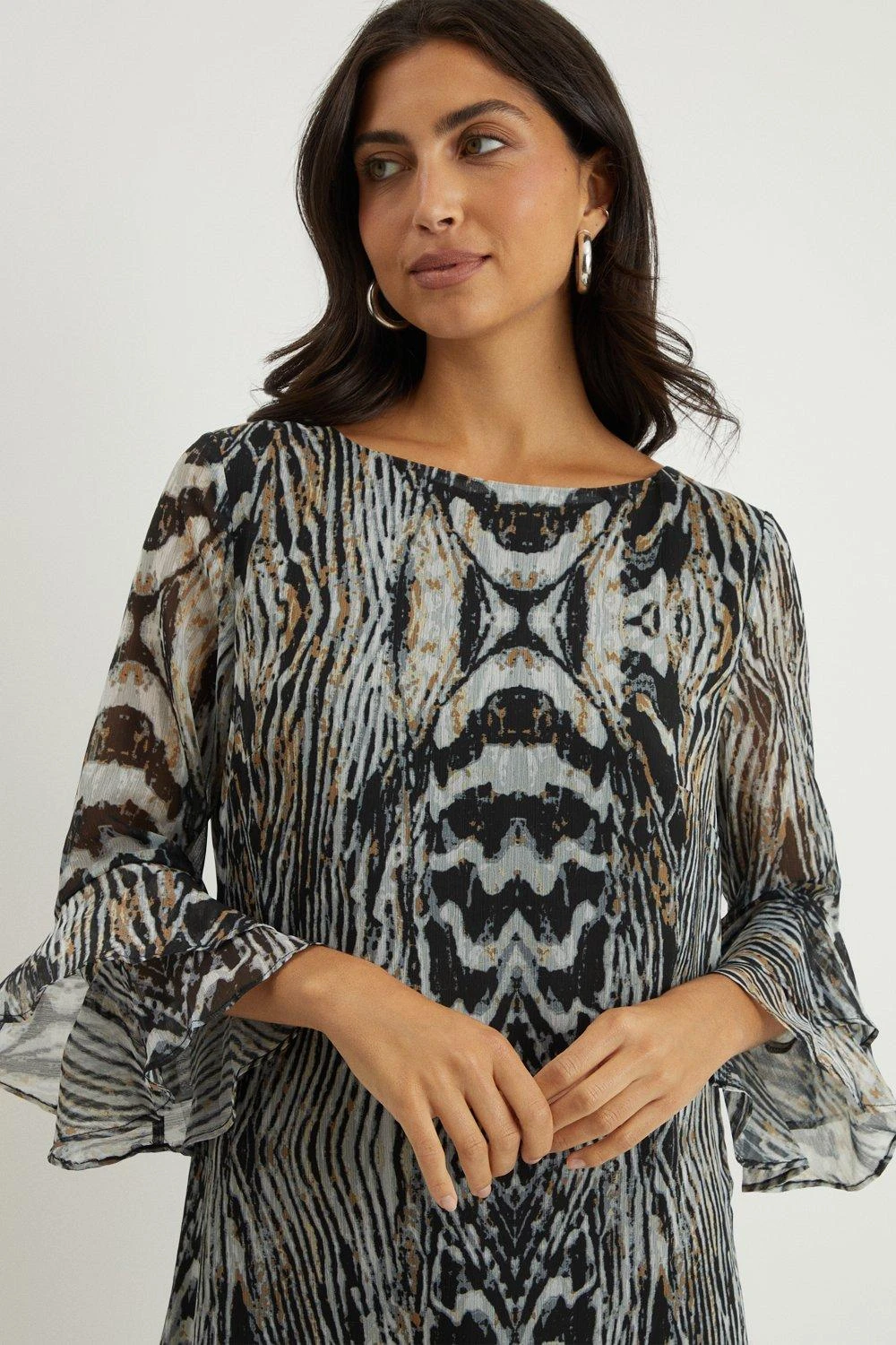 Wallis Neutral Animal Fluted Shift Dress - Image 2