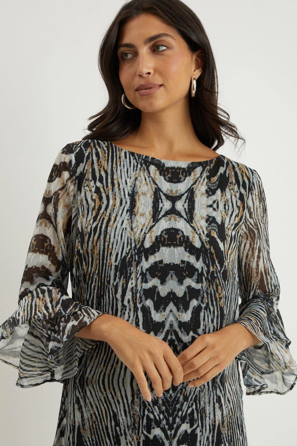 Wallis Neutral Animal Fluted Shift Dress - Image 4