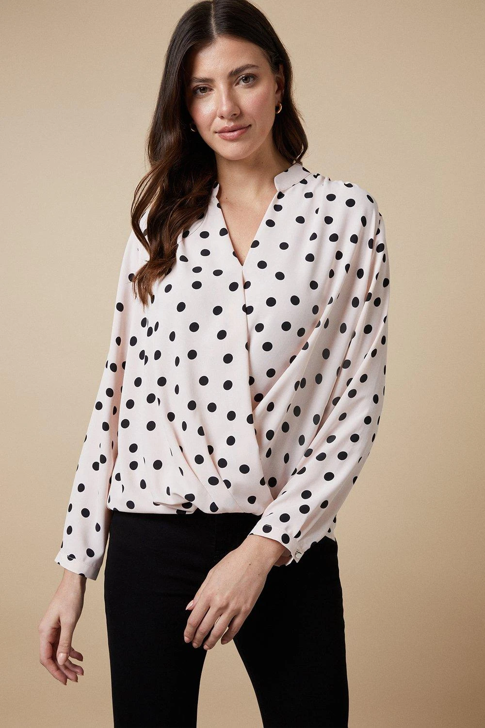 Wallis Blush Spot Woven Wrap Top