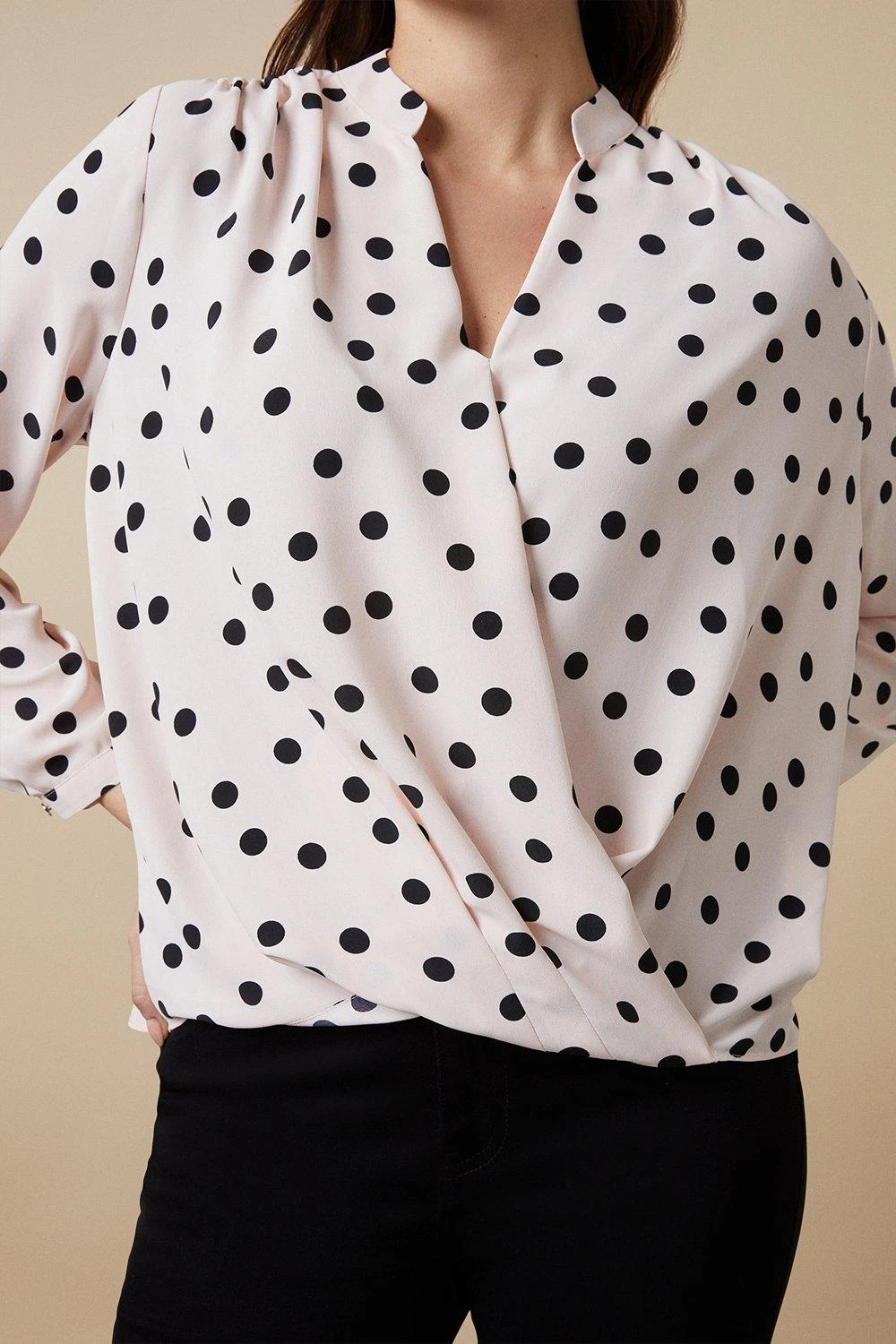 Wallis Blush Spot Woven Wrap Top - Image 4