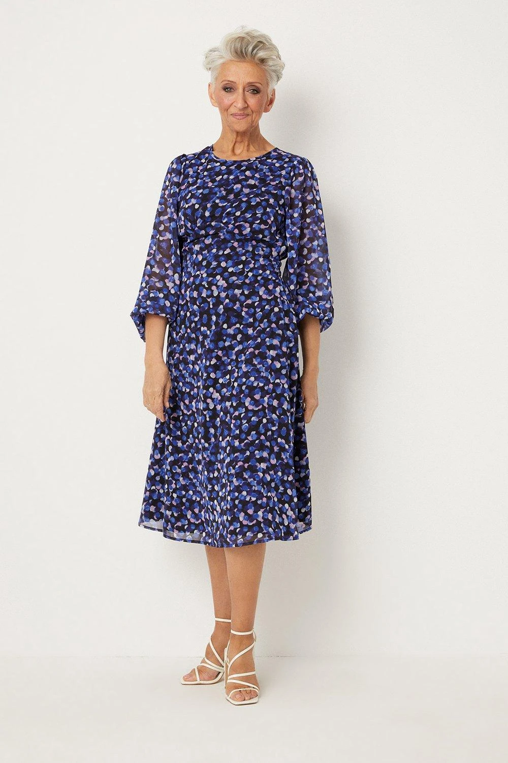Wallis Petite Chiffon Spot Midi Dress