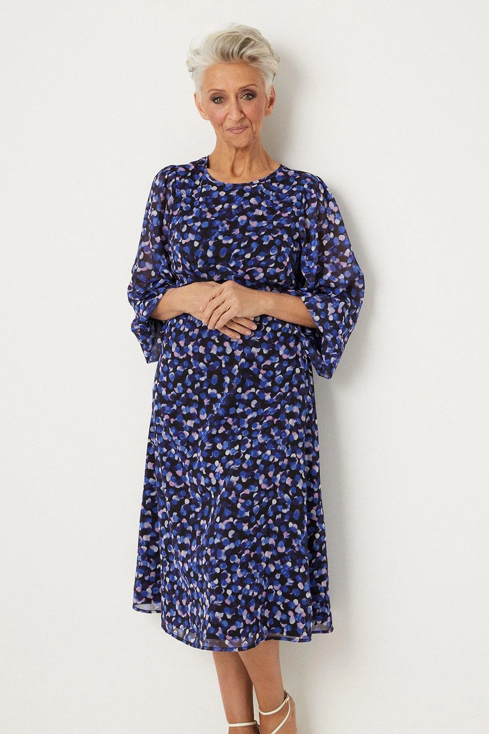 Wallis Petite Chiffon Spot Midi Dress - Image 2