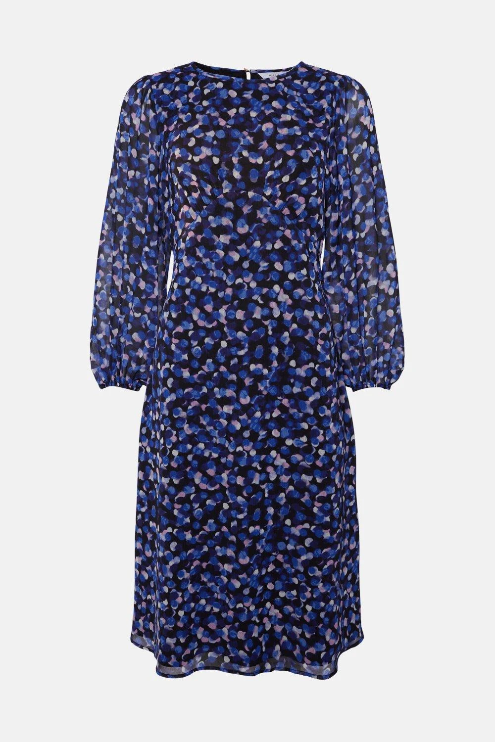 Wallis Petite Chiffon Spot Midi Dress - Image 5