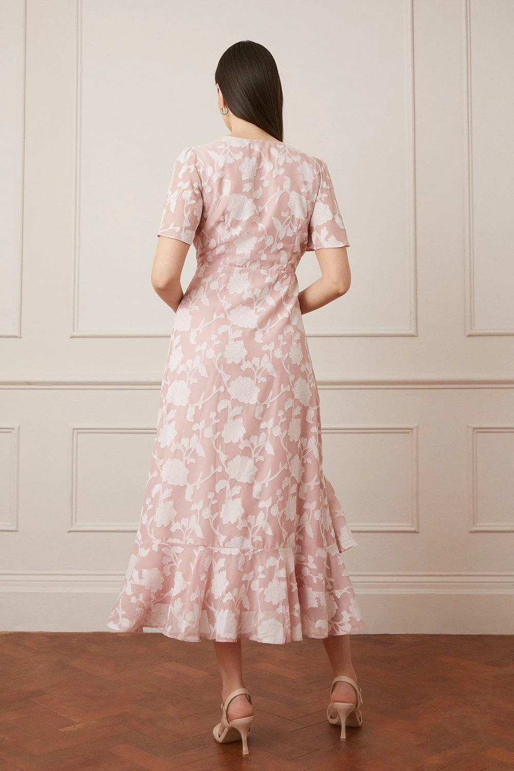 Wallis Jacquard Wrap Midi Dress - Image 3