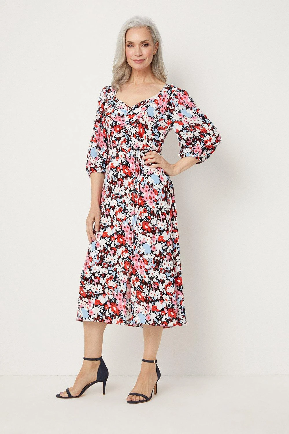Wallis Ditsy Floral Sweetheart Midi Dress