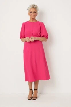 Wallis Petite Pink Crepe Puff Sleeve Dress