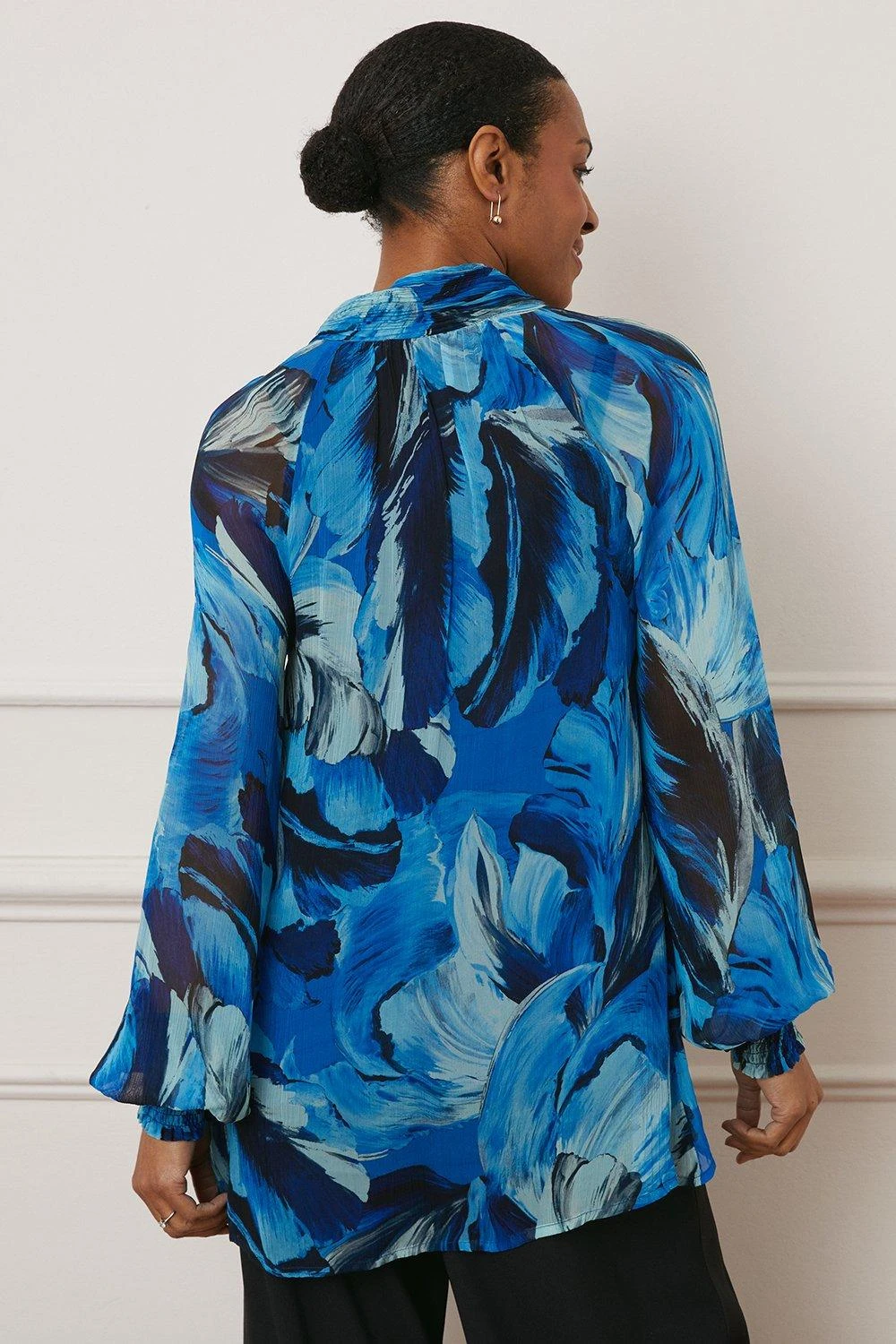 Wallis Feather Print Tie Neck Blouse - Image 4