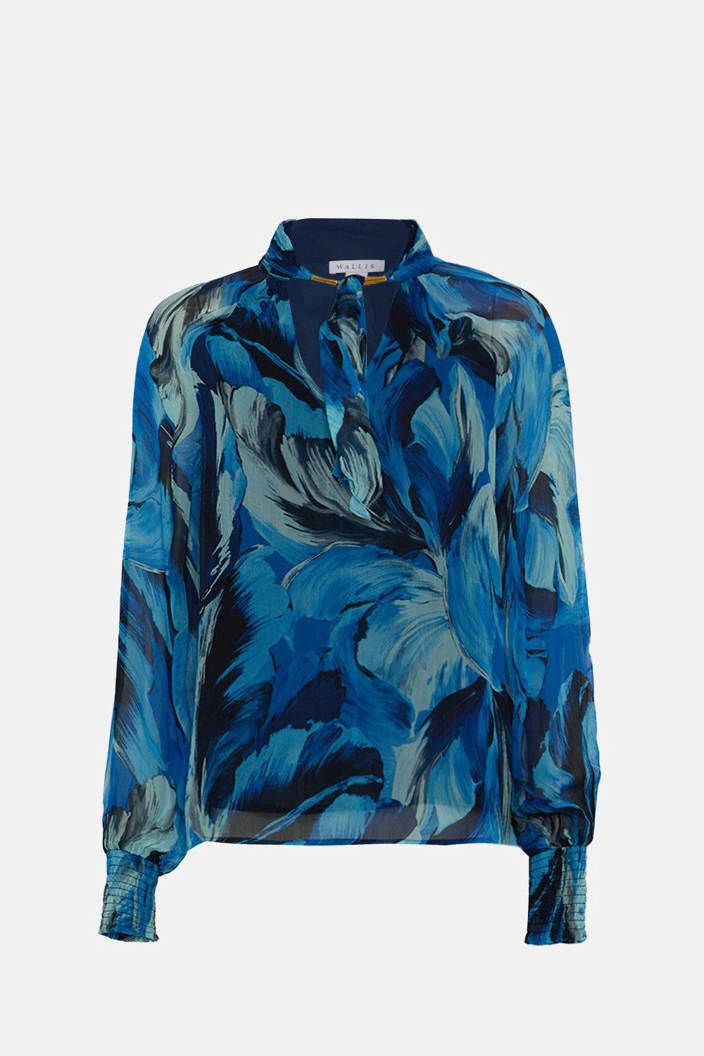 Wallis Feather Print Tie Neck Blouse - Image 5