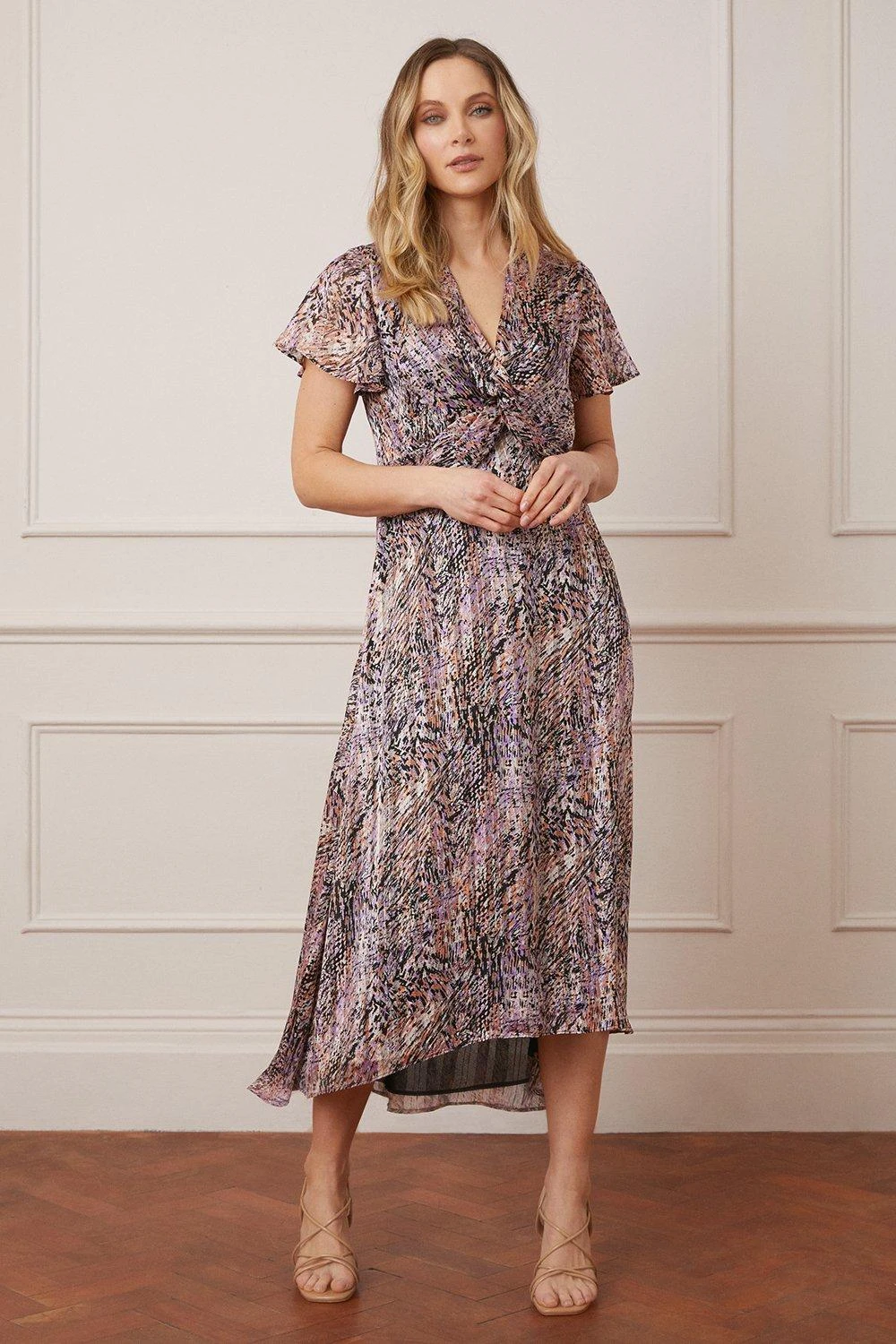 Wallis Abstract Print Twist Midi Dress