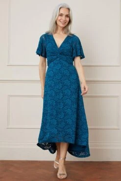Wallis Lace Angel Sleeve Twist Midi Dress