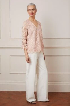 Wallis Lace V Neck Ruffle Sleeve Blouse