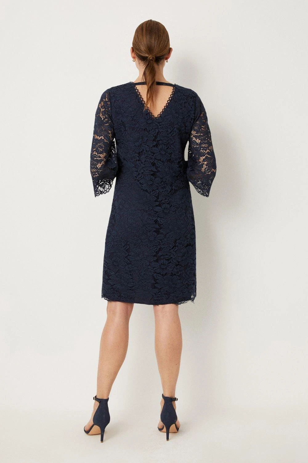 Wallis Tall Lace 3/4 Sleeve Shift Dress - Image 3