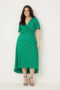 Wallis Curve Lace Angel Sleeve Twist Midi Dress