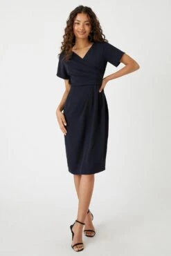 Wallis Petite Tailored Wrap Waist Dress