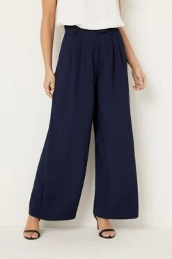 Wallis Petite Navy Wide Leg Trousers