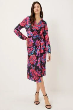 Wallis Pink Large Floral Wrap Dress