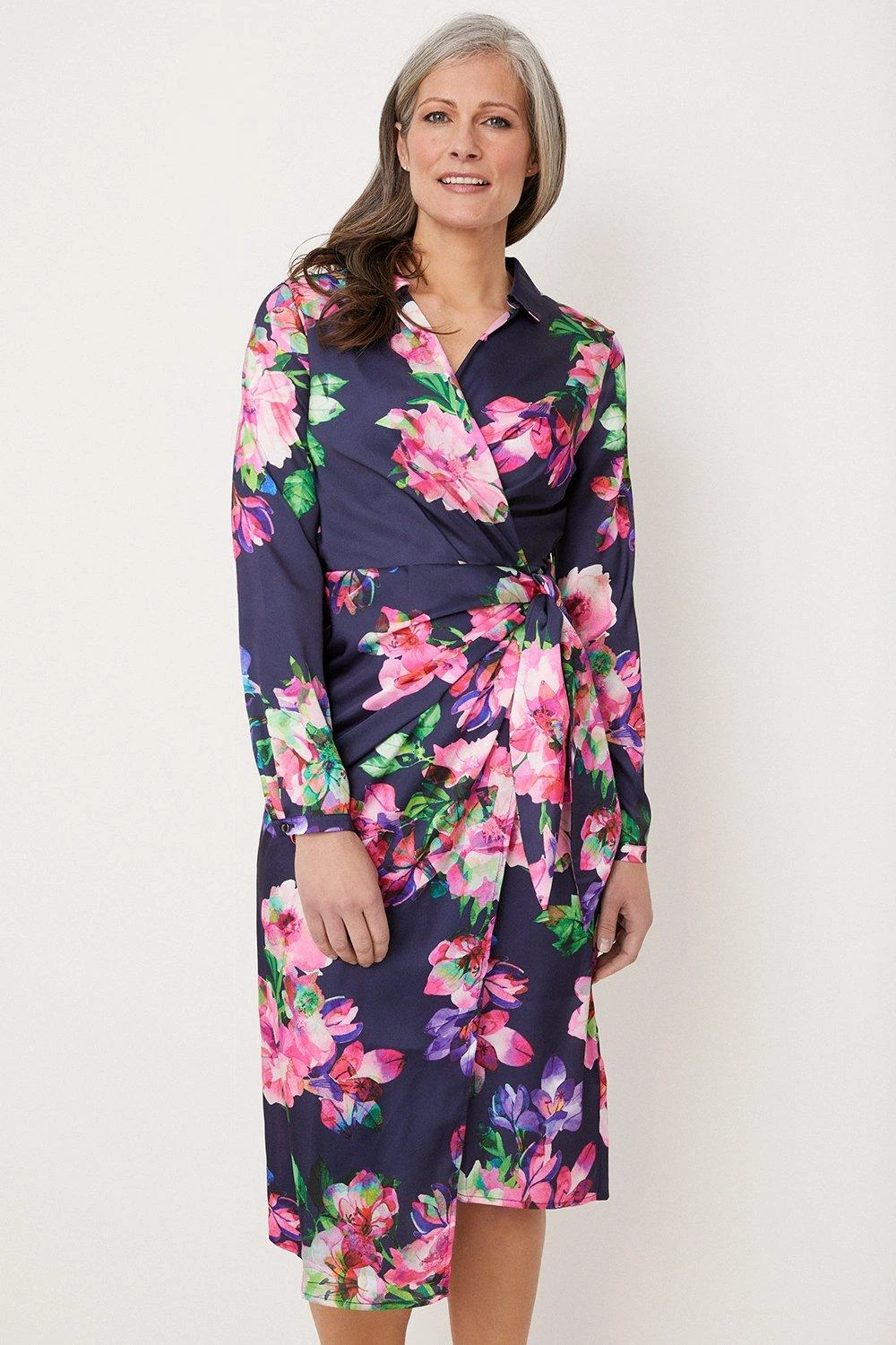 Wallis Navy Floral Wrap Dress - Image 2