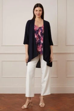 Wallis Longline Chiffon Collarless Kimono