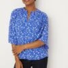 Wallis Blue Ditsy Flute Sleeve Blouse