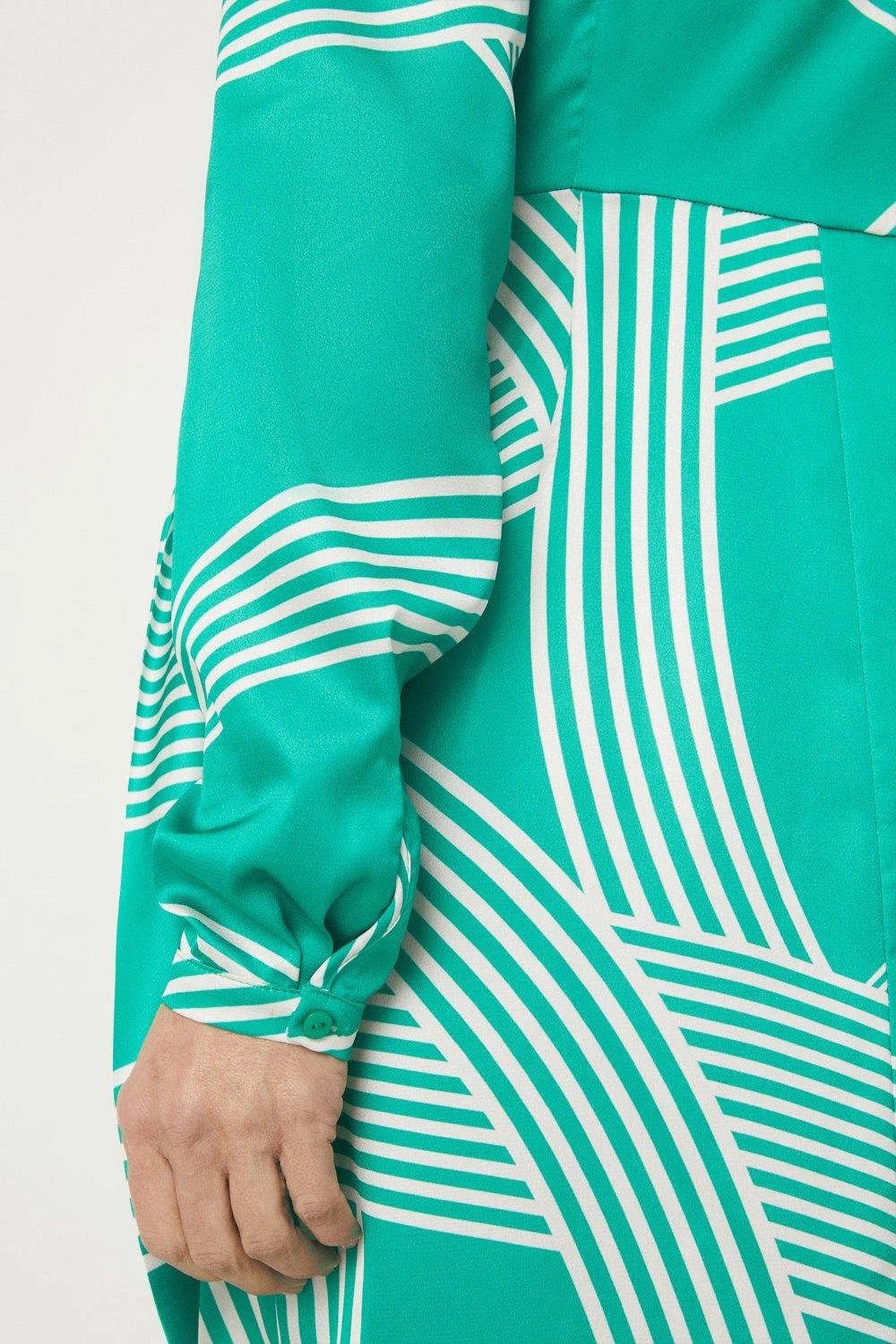 Wallis Green Abstract Stripe Tie Wrap Dress - Image 7