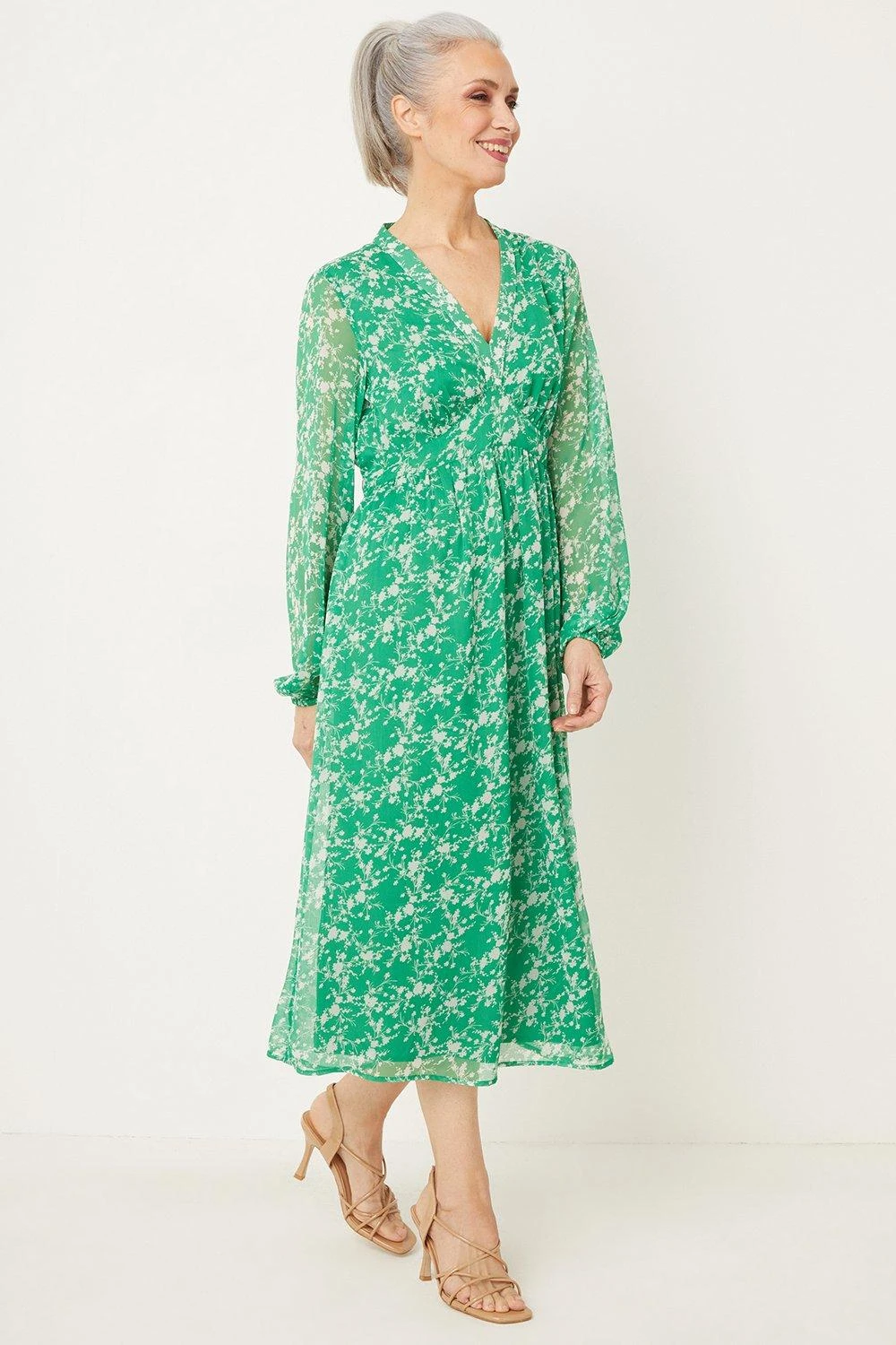 Wallis Green Ditsy Midi Dress
