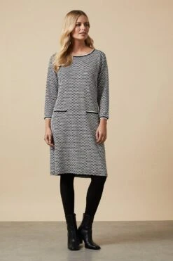 Wallis Petite Mono Geo Jacquard Shift Dress