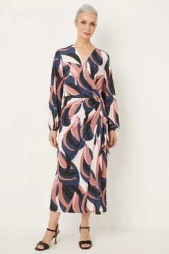 Wallis Pink Abstract Jersey Wrap Dress