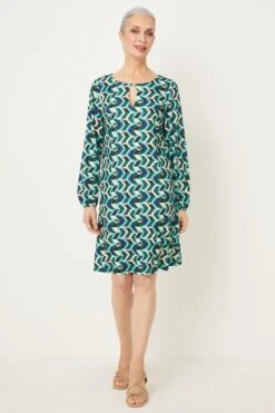 Wallis Green Geo Jersey Shift Dress