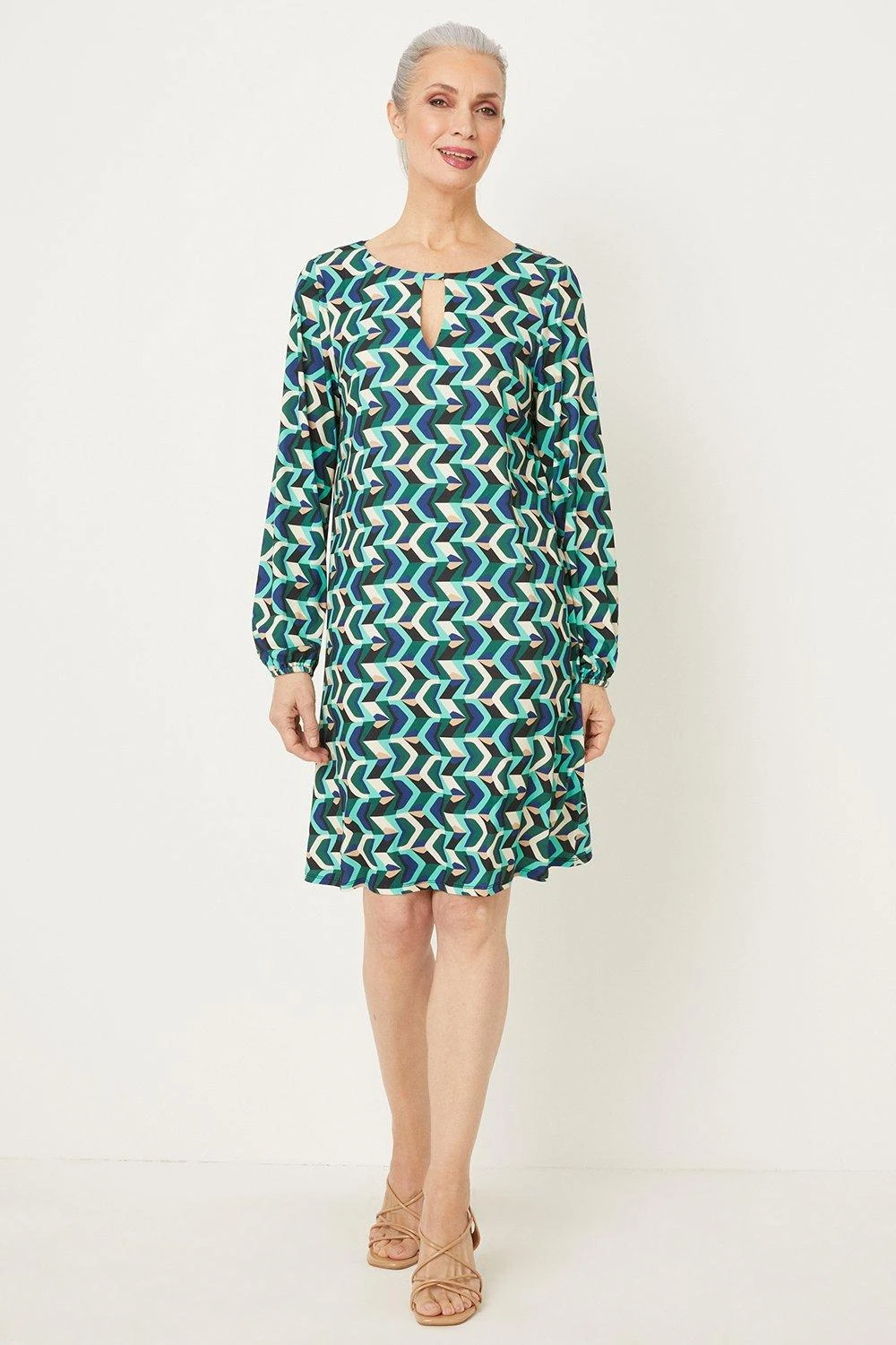 Wallis Green Geo Jersey Shift Dress