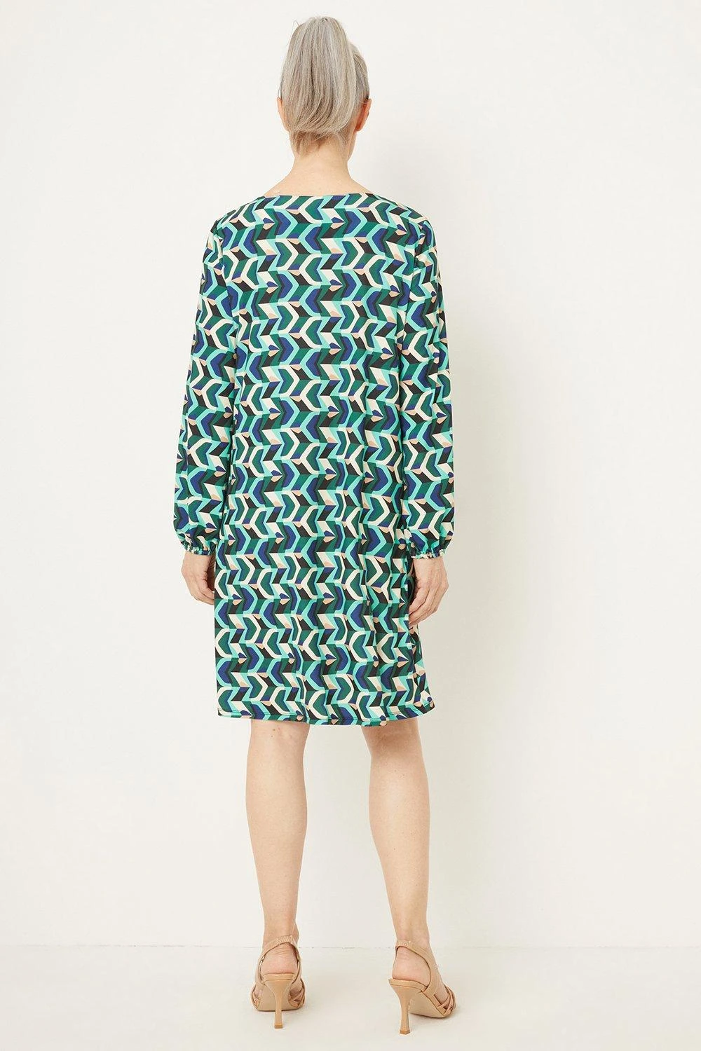 Wallis Green Geo Jersey Shift Dress - Image 3