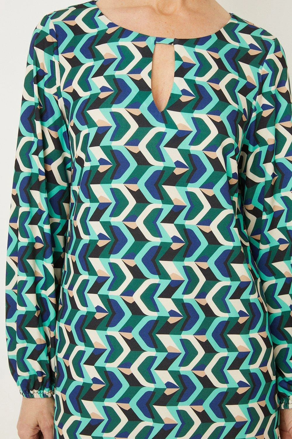 Wallis Green Geo Jersey Shift Dress - Image 4