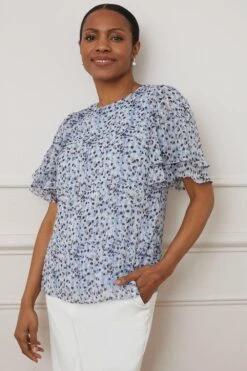 Wallis Double Ruffle Sleeve Blouse